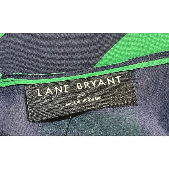 Lane Bryant Green & Navy Chevron Striped Tank Top 24L Flowy Sleeveless Plus Size - Picture 7 of 10